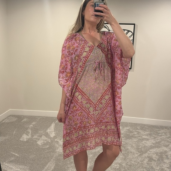 Tuckernuck Dresses & Skirts - Tuckernuck Antik Batik Nootka Kaftan Pink Floral Size Large Cotton Maxi Sundress